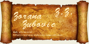 Zorana Zubović vizit kartica